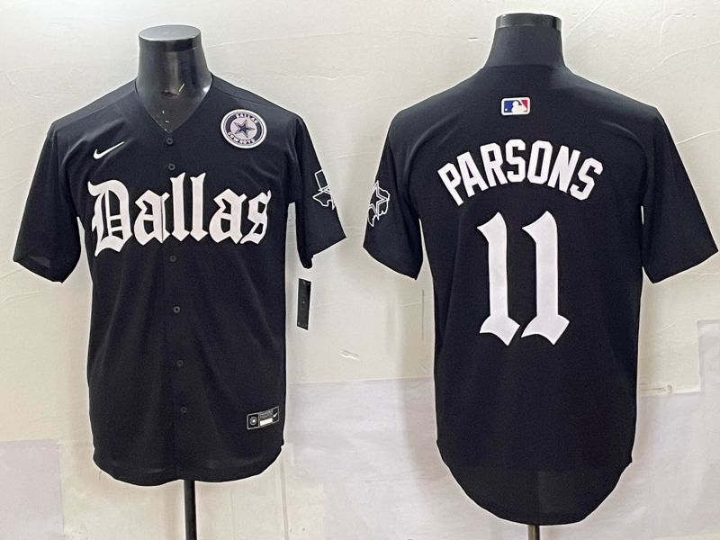 Men 2025 Nike Dallas Cowboys 11 Parsons Black 5th generation Joint Name Limited NFL Jersey 04